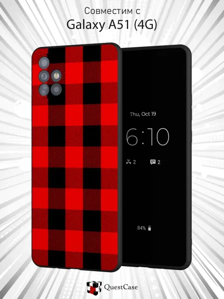 QuestCase Чехол на Samsung A51 4G с принтом Клетка