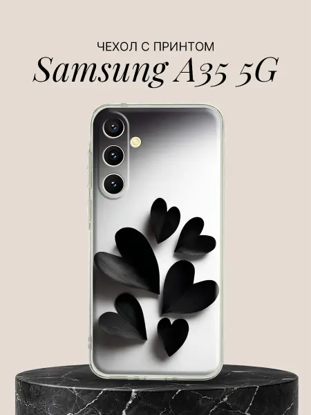 Samsung Чехол на A35 5G с принтом Чёрные лепестки
