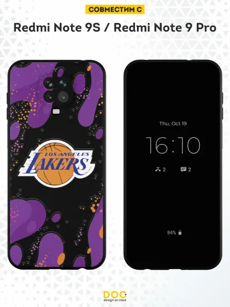DesignOnCase Чехол на Redmi Note 9S и 9 Pro с принтом Lakers