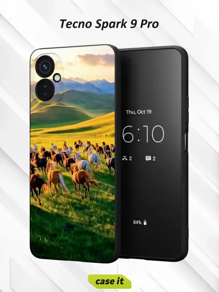 Case it Чехол на Tecno Spark 9 Proс принтом Лошади