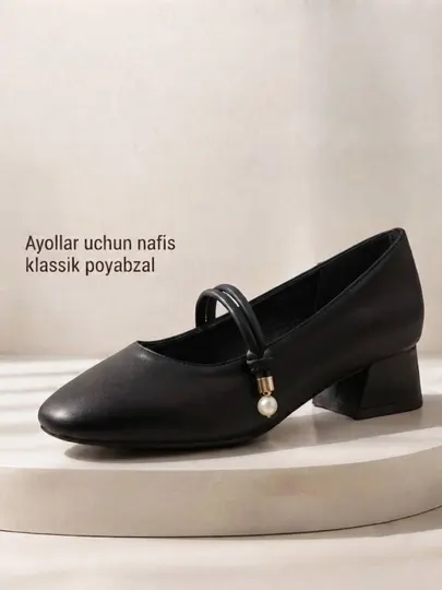 Женские классические туфли Mary Jane на среднем каблуке