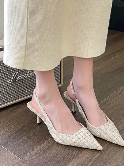 Женские туфли slingback, элегантные, с низким каблуком, удобные и стильные