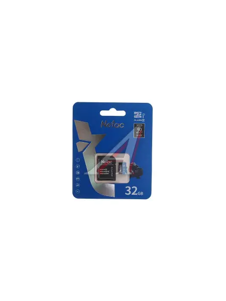 NETAC Карта памяти 32GB MicroSD class 10 + SD адаптер