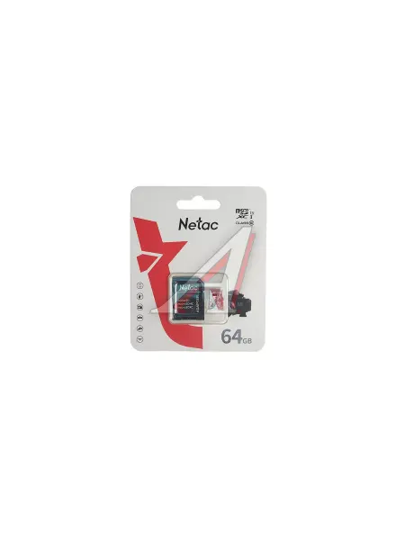 NETAC Карта памяти 64GB MicroSD class 10 + SD адаптер