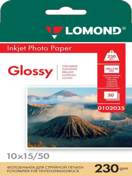 Lomond Фотобумага 10х15 глянцевая для принтера 230 гр. 50 л