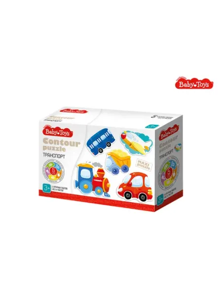 ДЕСЯТОЕ КОРОЛЕВСТВО Пазлы контурные "Транспорт" Baby Toys (5 карт. 15 эл)