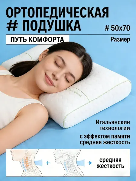 Shelter shop. Подушка ортопедическая с эффектом памяти 50×70cm