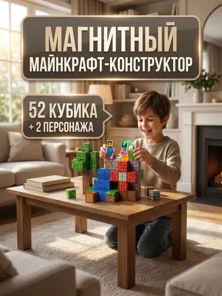 ALUTOYS Конструктор магнитный майнкрафт кубики minecraft