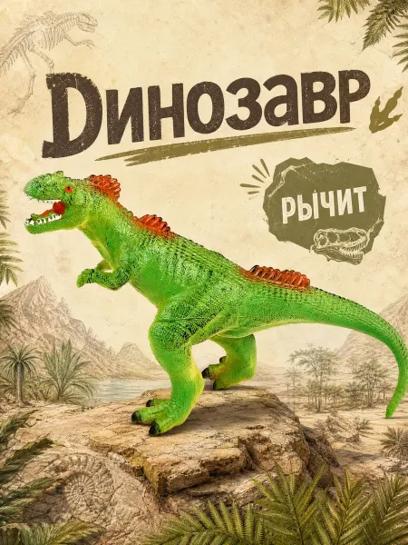 Играем вместе Озвученная фигурка игрушка большой резиновый динозавр рычит