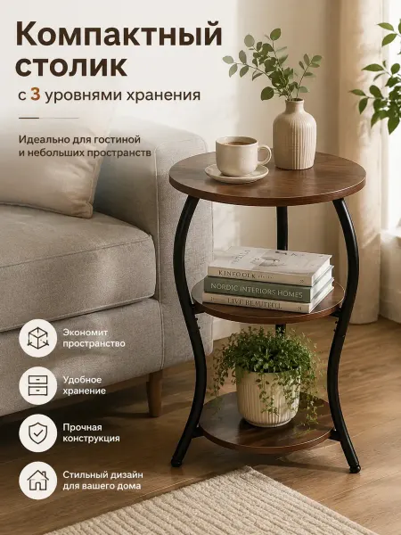 Журнальный столик трёхъярусный