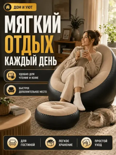 Надувной диван,кресло с пуфом
