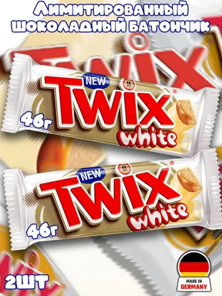 Cadbury Шоколадный батончик Twix, твикс белый шоколад