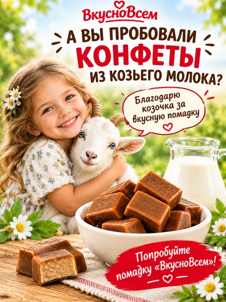 Помадка из козьего молока натуральная, молочные конфеты