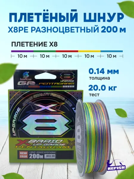 REfish Плетенка для рыбалки 8 жильная 200 м, 0.14 мм