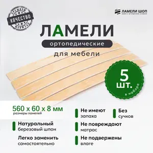 Ламели для кровати и дивана ортопедические 560/60/8. Рейки для кровати комплект из 5 шт