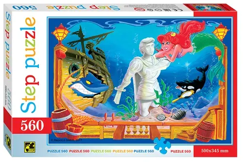 Детский пазл "Русалочка", игра-головоломка паззл для детей, Step Puzzle, 560 деталей мозаики