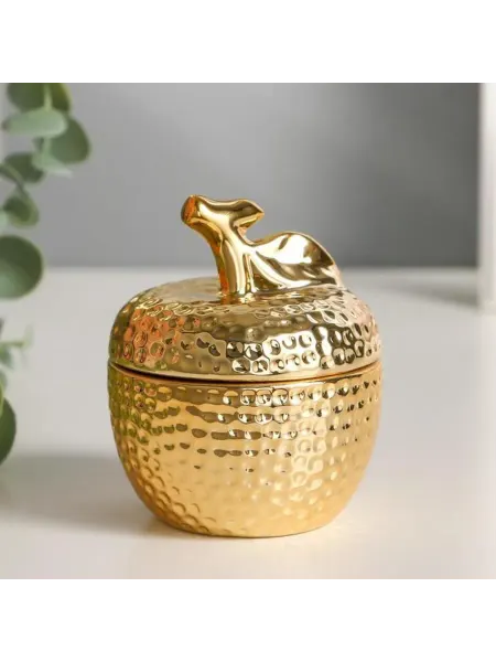 Нет бренда Шкатулка для украшений керамическая Gold Apple 8.5х7 см
