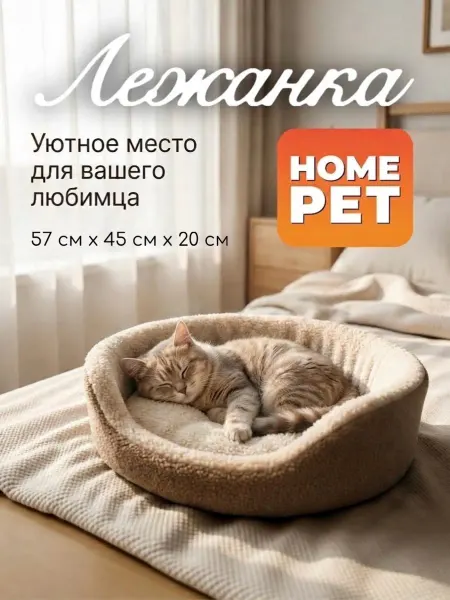 HomePet Лежанка для кошек и собак мелких и средних пород, 57х45х20см
