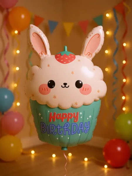 Дон Баллон Фольгированный воздушный шар 58 см Кексик с зайчиком, 1 шт