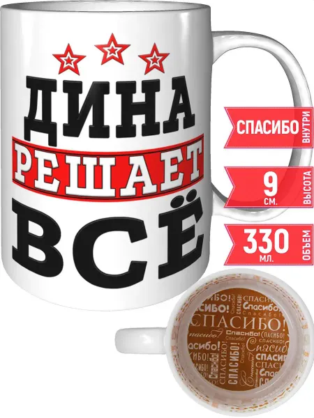 Grand cadeaux Кружка Дина решает всё - с красной ручкой и красная внутри