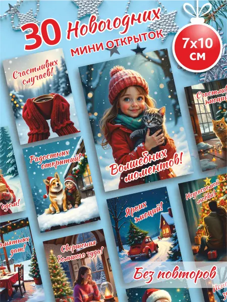 GRpack Мини открытки новогодние набор 30 шт