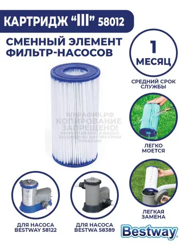 Сменный картридж для фильтр - насоса бассейна тип III BestWay 58012