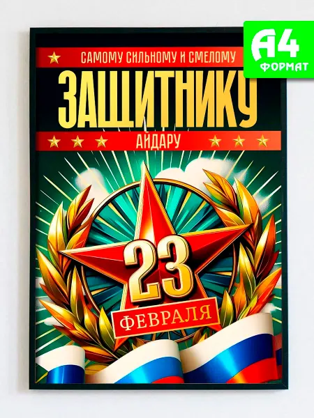 Podarkez Открытка постер Айдару на 23 февраля для дома