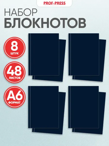 Prof-Press Набор блокнотов А6, 48 листов 8 шт