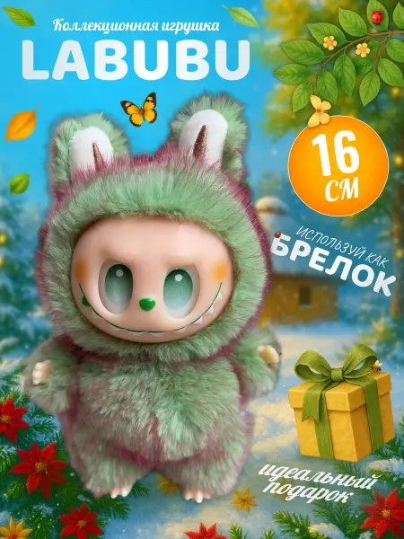 Discovery Style Коллекционная мягкая игрушка Labubu, брелок лабубу зеленый