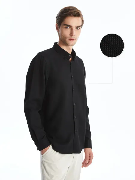 LC Waikiki Рубашка для мужчин текстурная slim fit с длинным рукавом
