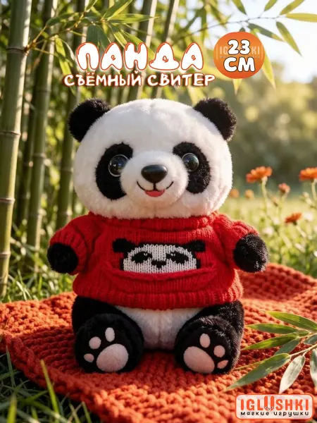 IGLUSHKI Панда в свитере мягкая игрушка