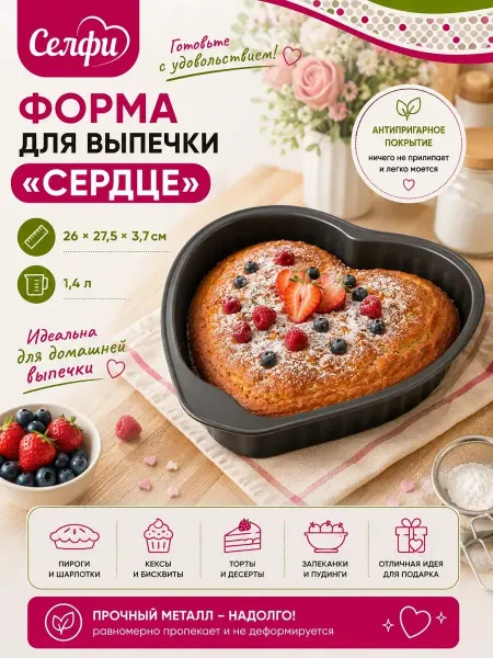 Форма для выпечки 1,4л, с антипригарным покрытием