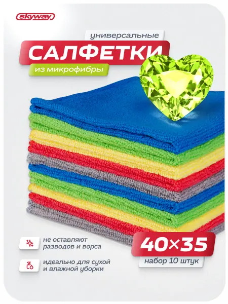 SKYWAY Салфетка микрофибра для автомобиля 40*35