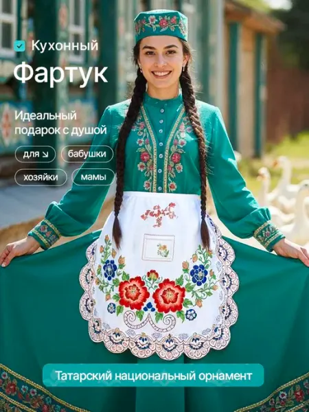 MaxGu Фартук кухонный татарский национальный сувенир подарок маме