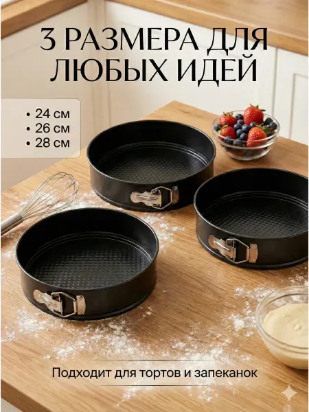 Глобус N1 Формы для выпечки разъемные, набор 3 шт. Антипригарные