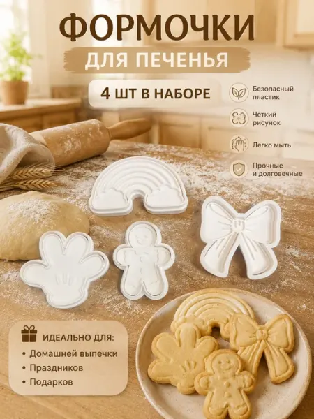Формочки кулинарные для выпечки печенья и пряников 4шт