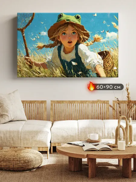 Postermarket Картина на холсте большая 60х90 см Девочка в деревне