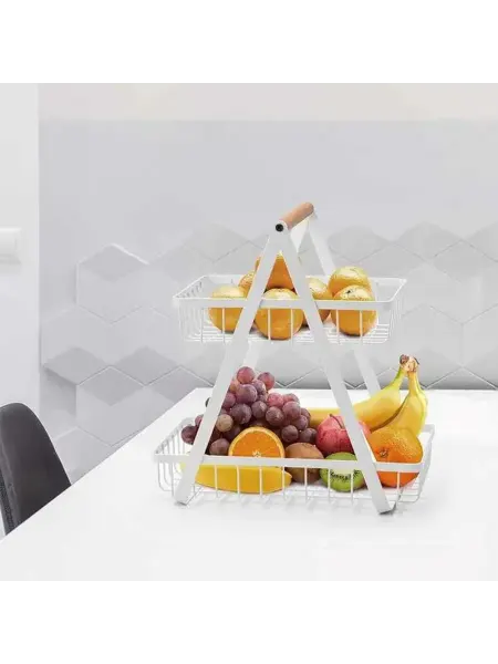 Есмати.А Корзина для фруктов металлическая двухуровневая для кухни