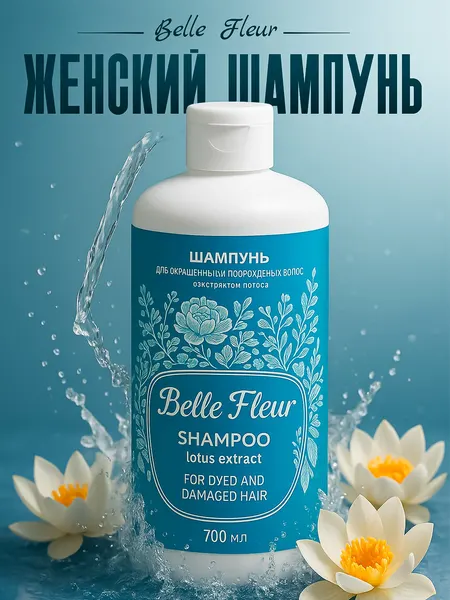 Belle Fleur, шампунь для окрашенных и поврежденных волос c экстрактом лотоса