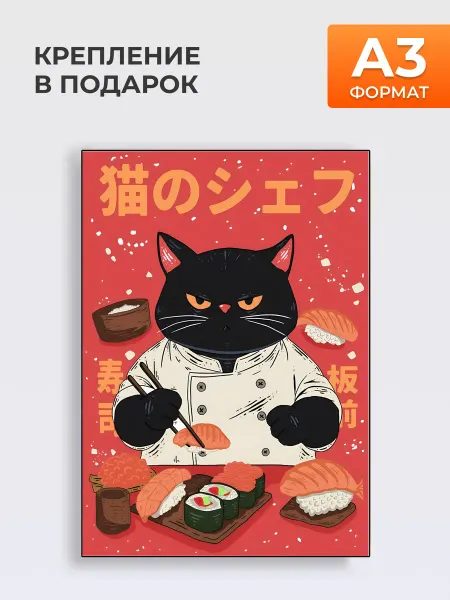 MYTEO Постер Котик Су-шеф, А3