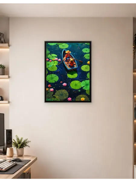 Postersbase Постер на стену Весельная лодка на пруду с лилиями 30x40