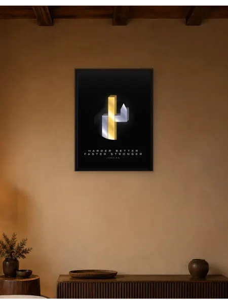 Postersbase Постер Сложнее, лучше, быстрее, сильнее от постера Дже 30x40