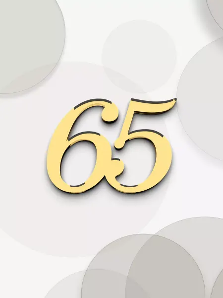 Artlines.pro Топпер для торта цифра 65 золотой акриловый