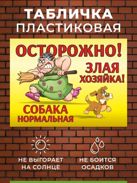 DelPRO Табличка Осторожно злая хозяйка собака нормальная