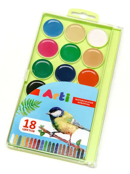 Arti. Акварель медовая Craft and joy, 18 цв,пластик. коробка