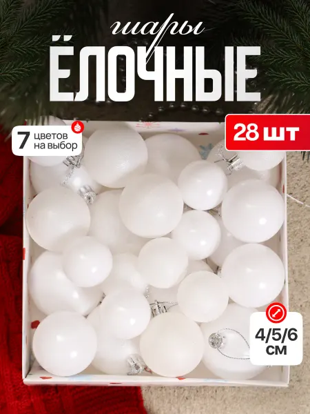 Новогодние игрушки елочные шары набор 28 шт