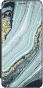 Чехол-книжка на Samsung Galaxy A13 5G / Самсунг А13 c принтом "Зеленый мрамор" черный