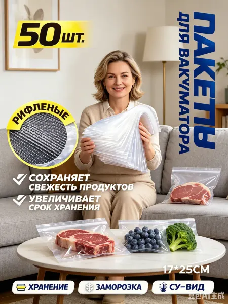 Вакуумные пакеты для продуктов17*25