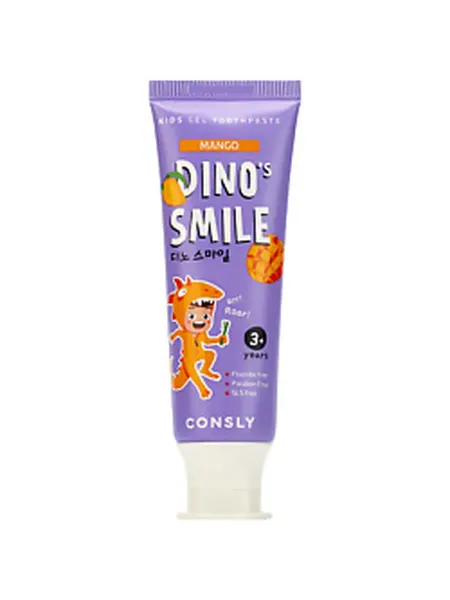 Consly Зубная паста детская гелевая Dino's Smile cо вкусом манго, 6…