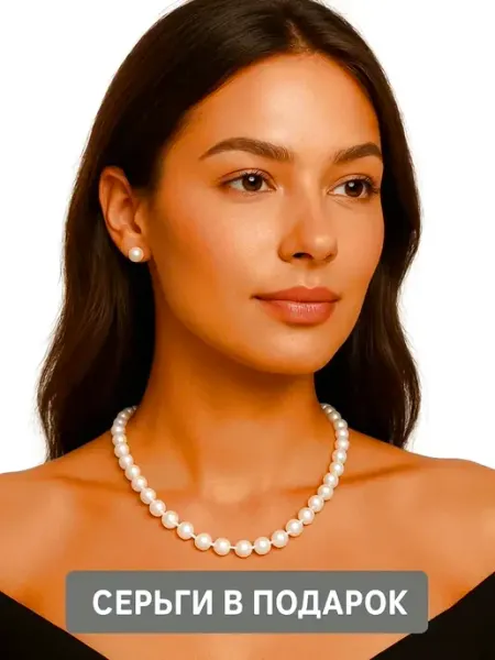 BeadsBench Короткие жемчужные бусы и серьги-гвоздики